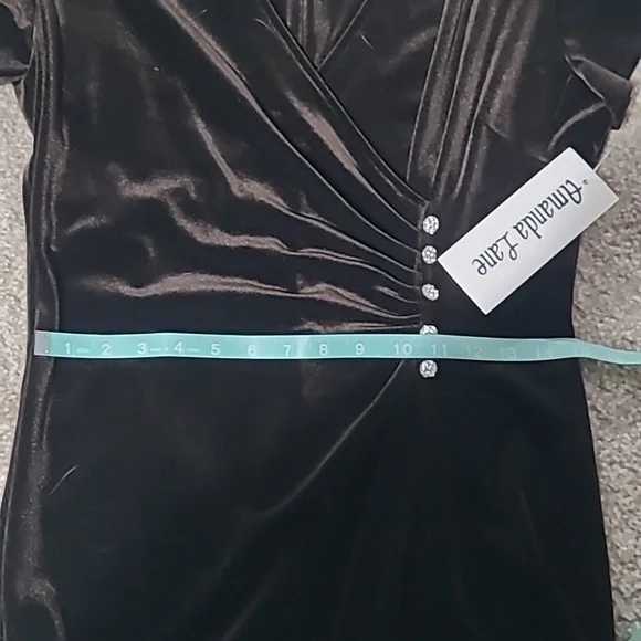 Amanda Lane Brown Velvet Midi Dress - Picture 4 of 6